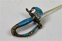 Large Sterling Silver with Blue Enamel Regal Sword