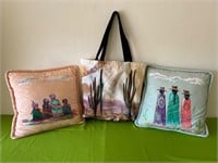 Southwest Style Hand Painted Pillows & Tote Bag