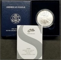 2008-W 1oz Burnished Silver Eagle w/Box & COA