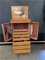 Jewelry Cabinet Vintage & Sterling Pieces Included