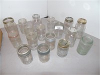 Canning jars, 17 pieces, Crown, Corona, Mason, et