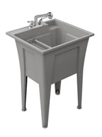 Freestanding utility tub with drain and