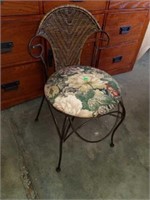 Nice Small Iron Vanity Chair Rattan Back