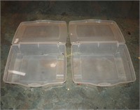 2 Rubbermaid Plastic 9.8gal Hinged Under Bed Totes