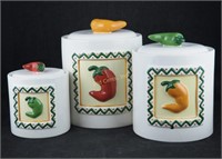Clay Art Stonelite 3 Canister Set Painted Peppers