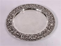Sterling silver tray, 248 g, repousse edge, 8.5" d