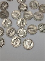 25 Mercury Dimes various dates some 1942, 1941, 19