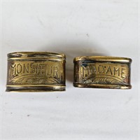 Monsieur & Madame Brass Napkin Rings