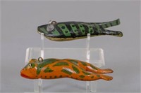 Lot of 2 Frog Fish Spearing Decoys by Unknown
