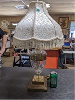 Table Lamp w/Tasseled Shade & Glass Base