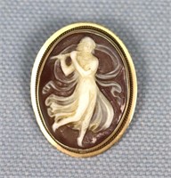 14K Gold Mounted Cameo Brooch Pendant