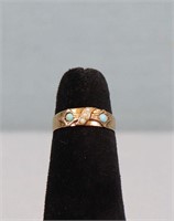 Victorian 14K Gold, Turquoise & Seed Pearl Ring