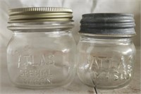 2 vintage atlas glass Mason jars