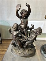 After Livi Bronze Statue Bacchanal Putti Harvest