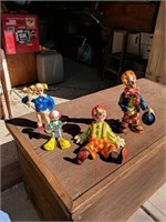4 paper mache Colorful Clowns