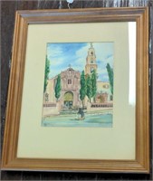 Framed and matted watercolor Alice Wheeler Somers