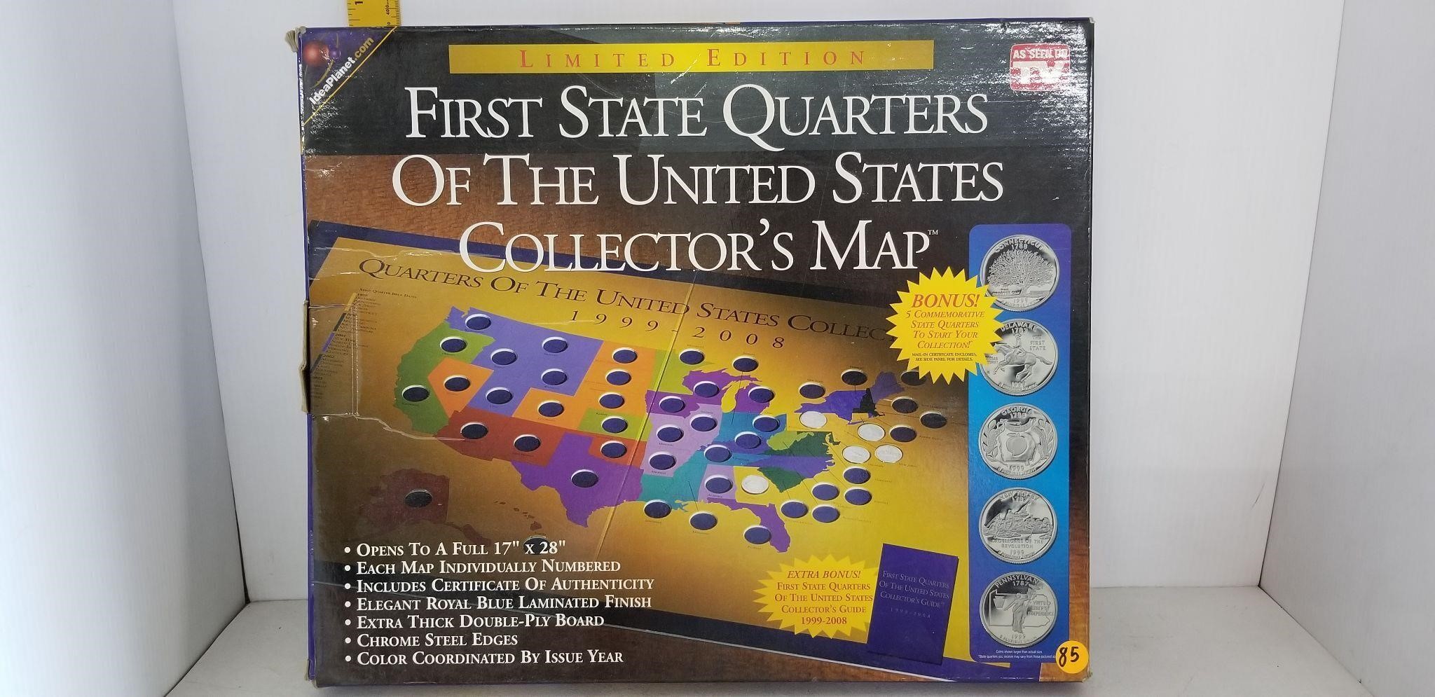 FIRST STATE QUARTERS OF US COLLECTORS MAP