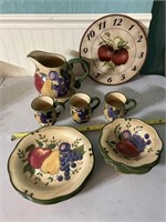 Fruit dish set, 4 plates, 4 bowls, 3 cups,