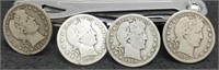 (4) Barber Quarters All F: 1909, 12, 15, 16-D