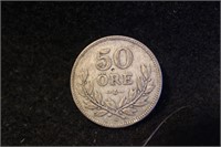 1919 Sweden 50 ore Silver Coin