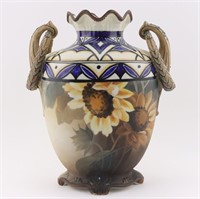Nippon Art Nouveau Vase w/ Moriage