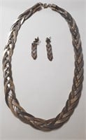 MULTI TONE BRAIDED CHAINS WITH EARRINGS