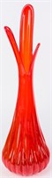 Red Hand Blown Art Glass Free Form Vase