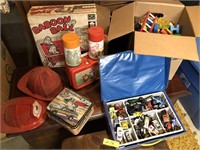 VINTAGE LUNCH LUNCH BOXES, TOY CARS, GAME LOT