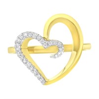 10K Gold Heart Ring with 1/10 ct Diamonds