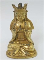 Chinese seated gilt bronze figure 17.5cm H