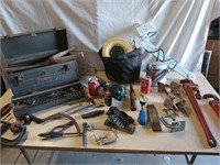 Tool Lot -  2 Pipe wrenches, sockets, ratchets, ,