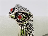 Owl Ring Open Back Adjustable Red Crystal Eyes New