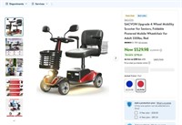 N4143  SACVON Mobility Scooter Adult 330lbs, Red