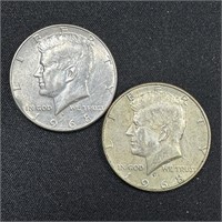 (2) 1968-D Kennedy Silver Half Dollars