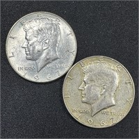 (2) 1967 Kennedy Silver Half Dollars