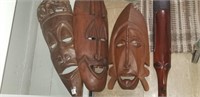 4 WOOD CARVED AFRICAN MASK