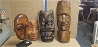 4 WOOD HAND CARVED MASK