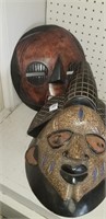2 WOOD CARVED AFRICAN MASK