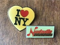 I Love NY New York & Nashville lapel pins