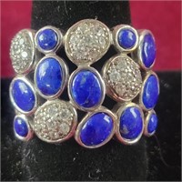 .925 Silver Ring with Lapis Lazuli and clear