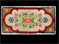 COLORFUL ANTIQUE HOOK RUG - 56" X 27"