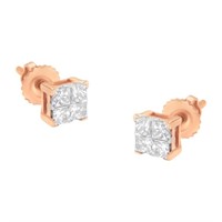 10k Gold .50ct Diamond 4-stone Composite Earrings