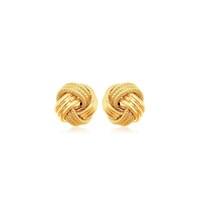 10k Gold Love Knot With Ridge Texture Earrings