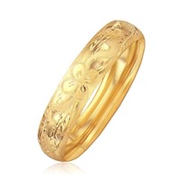 14k Gold Classic Floral Cut Bangle