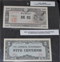 1947 Japan 10 Sen & WW2 Occupied Philippines