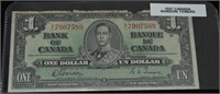 1937  Bank Of Canada $1 Note Gordon / Towers