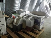Pallet of misc part jugs of chemical to include
