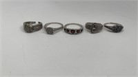 5 Ladies .925 Silver Rings