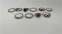 10 Vintage .925 & Sterling Silver Rings