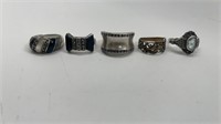 5 .925 Silver Ladies Rings